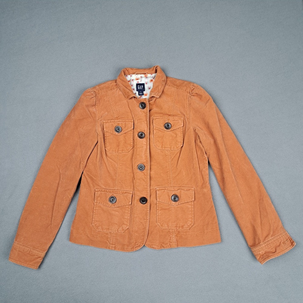 Vintage GAP Corduroy Jacket Womens 10 Rust Button Up Butterfly Lined‎ Y2K Coat